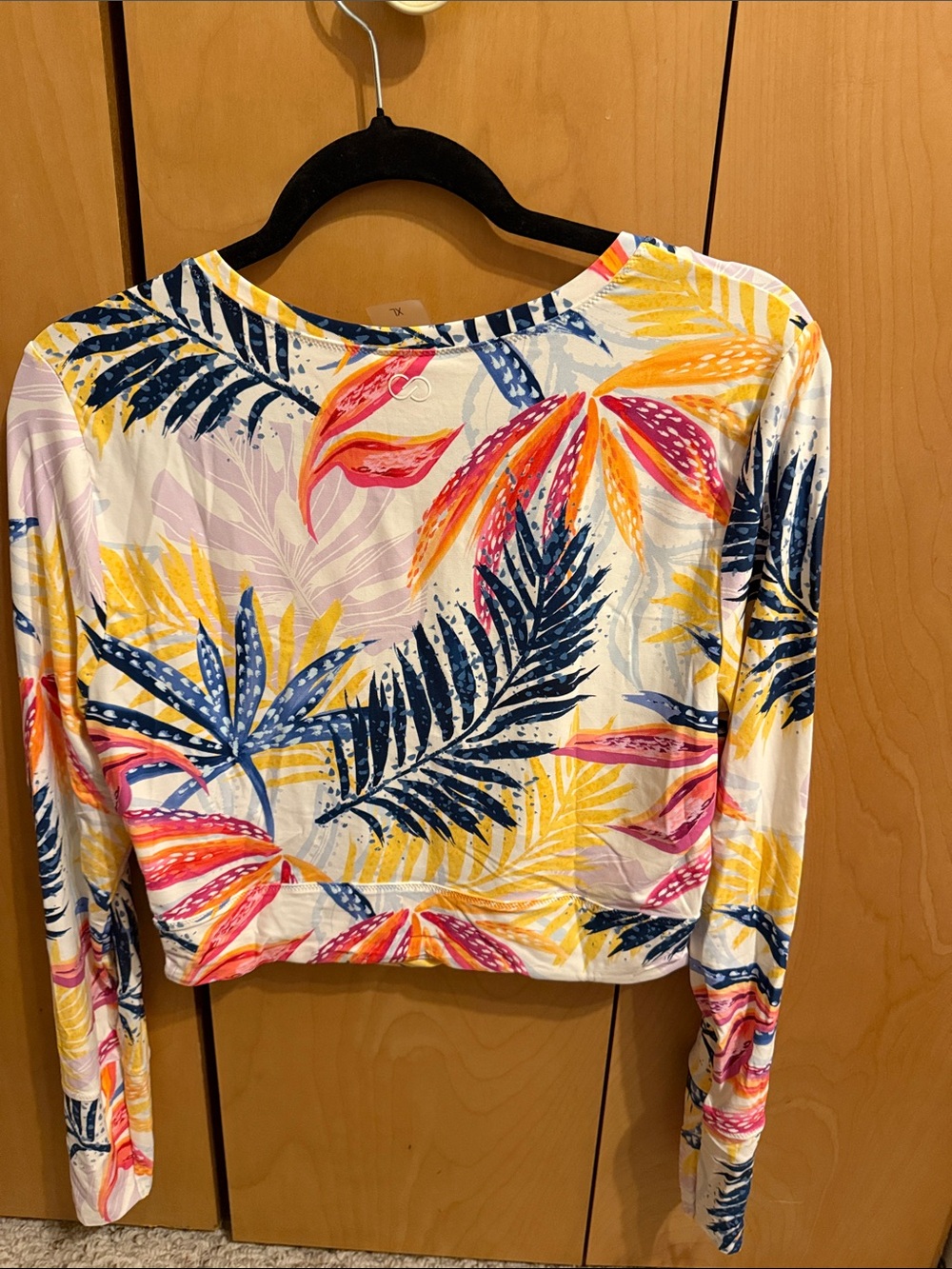 Calia Tropical Print Long Sleeve Swim Crop Top - Picture 4 of 4